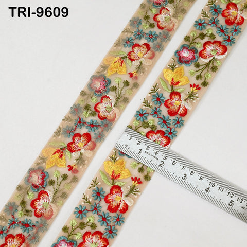 9 Yard Embroidery Ribbons Indian 5cm Trim DIY Crafting Hair Accessories Sari Border Wedding Sewing Dress Embroidered Embellishment Trimmings