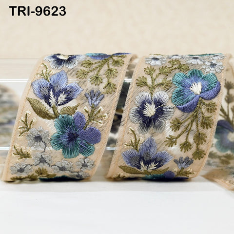 9 Yard Embroidery Ribbons Indian 5cm Trim DIY Crafting Hair Accessories Sari Border Wedding Sewing Dress Embroidered Embellishment Trimmings