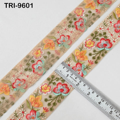 9 Yard Embroidery Ribbons Indian 5cm Trim DIY Crafting Hair Accessories Sari Border Wedding Sewing Dress Embroidered Embellishment Trimmings