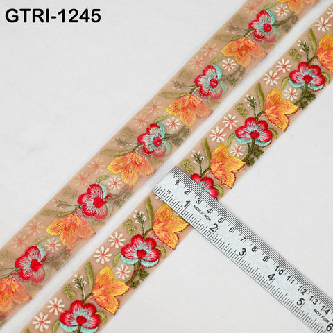 9 Yard Indian 4cm Embroidered Trim Embroidery Dress Embellishment Fabric Ribbon Trim Cushions DIY Crafting Sari Border Wedding Saree Sewing