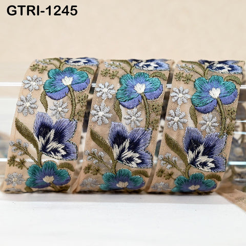 9 Yard Indian 4cm Embroidered Trim Embroidery Dress Embellishment Fabric Ribbon Trim Cushions DIY Crafting Sari Border Wedding Saree Sewing