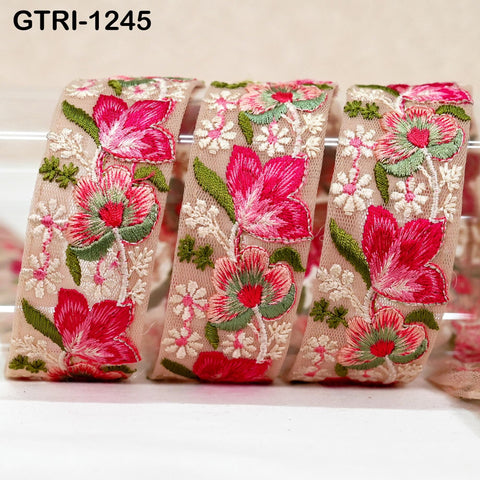 9 Yard Indian 4cm Embroidered Trim Embroidery Dress Embellishment Fabric Ribbon Trim Cushions DIY Crafting Sari Border Wedding Saree Sewing