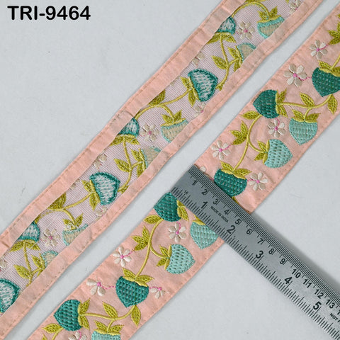 1 Meter Strawberry Embroidery Ribbon Trim Embellishments Sari Sewing Crafting Border Indian Embroidered Trimmings Laces Junk Journals 4cm