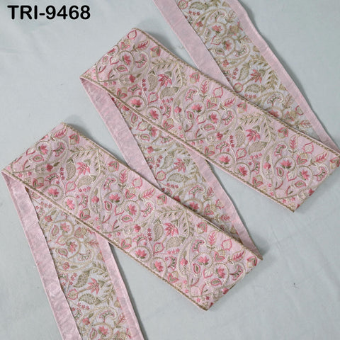 3 Yard Pink Embroidery Fabric Trims Embellish for Footwear Making Embroidered Ribbon Crafting Indian Border Christmas Home Decor Laces 9cm