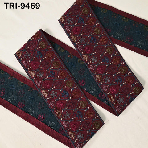 9 Yard Embroidery Ribbon Trim 10cm Saree Border DIY Crafting Sewing Throw Pillow Home Decor Embellishments Historic Costumes Junk Journals