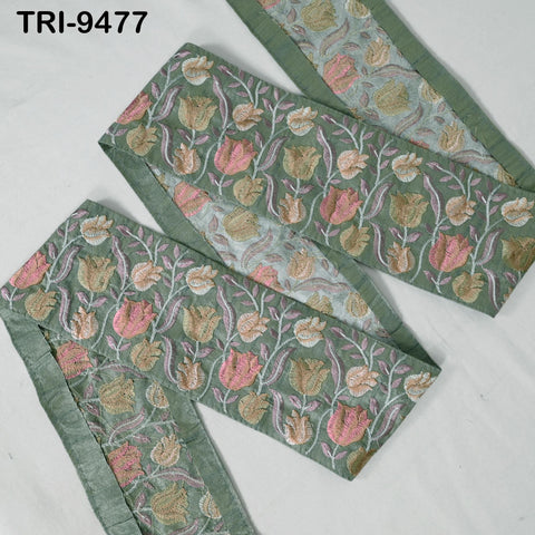 9 Yard Embroidery Ribbons Fabric Trim Indian Embroidered Sari Border Crafting Sewing Regency Reticules Victorian Handbags Junk Journals 10cm