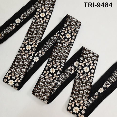 9 Yard Black Embroidery Ribbon Embellishment Embroidered Saree Border Theatrical Costume Crafting Sewing Beach Bags Tote Wall Hangings 5cm