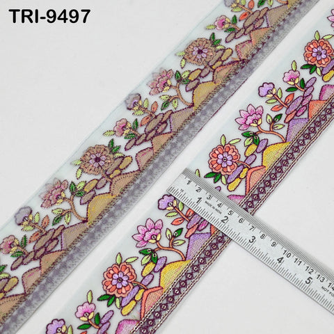 9 Yard Embroidery Ribbon Embellishments DIY Crafting Sewing Indian Sari Border Home Decor Bags Embroidered Fabric Trim Decorative Saree 60mm