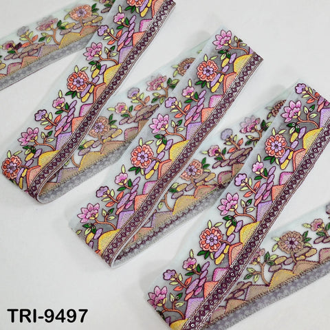 9 Yard Embroidery Ribbon Embellishments DIY Crafting Sewing Indian Sari Border Home Decor Bags Embroidered Fabric Trim Decorative Saree 60mm