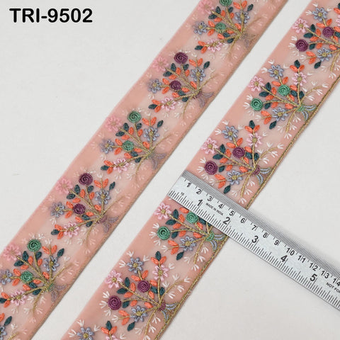 9 Yard Indian Embroidery Trim Embroidered Saree Ribbon Sari Embellishments Cushions Sewing Crafting Trimmings Curtains Headbands Border 65mm