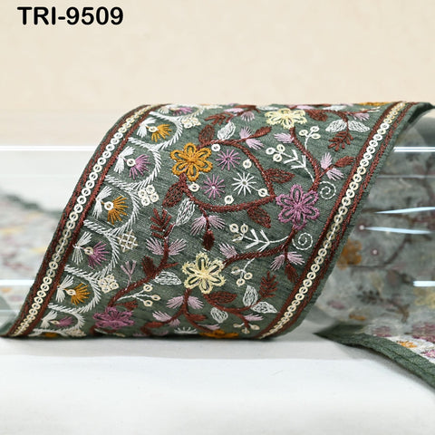 9 Yard Embroidery Ribbon Trim Saree Border DIY Crafting Sewing Throw Pillow Home Decor Embellishments Historic Costumes Junk Journals 9cm