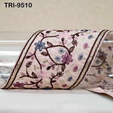 3 Yard Embroidery Ribbon Trim Saree 9cm Border DIY Crafting Sewing Throw Pillow Home Decor Embellishments Historic Costumes Junk Journals