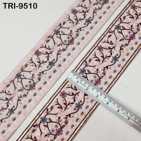 3 Yard Embroidery Ribbon Trim Saree 9cm Border DIY Crafting Sewing Throw Pillow Home Decor Embellishments Historic Costumes Junk Journals