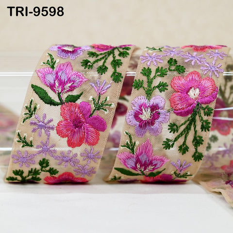 9 Yard Embroidery Ribbons Indian 5cm Trim DIY Crafting Hair Accessories Sari Border Wedding Sewing Dress Embroidered Embellishment Trimmings