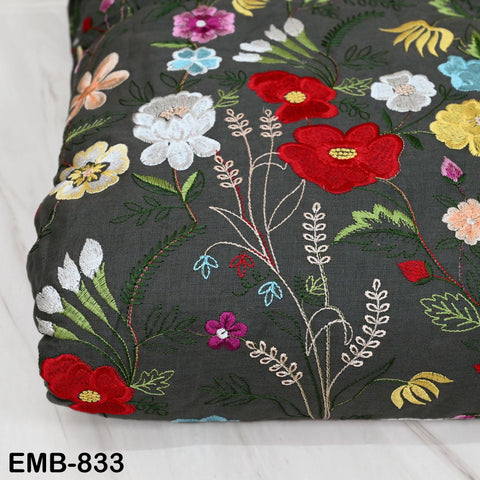 Embroidered Linen Fabric by Yard, Floral Embroidery, Soft Natural Linen, Apparel Craft Sewing