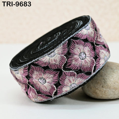 3 Yard Indian Embroidery Tulle Ribbon Trim Embellishment DIY Crafting Sewing Embroidered Sari Border Wedding Saree Tapes Dress 6 cm