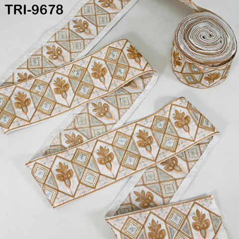 9 Yard Embroidered Fabric Trim Indian Embroidery Sari Border Crafting Saree Sewing Decorative Beach Bag Cushions Trimmings Ribbons Tape 9cm