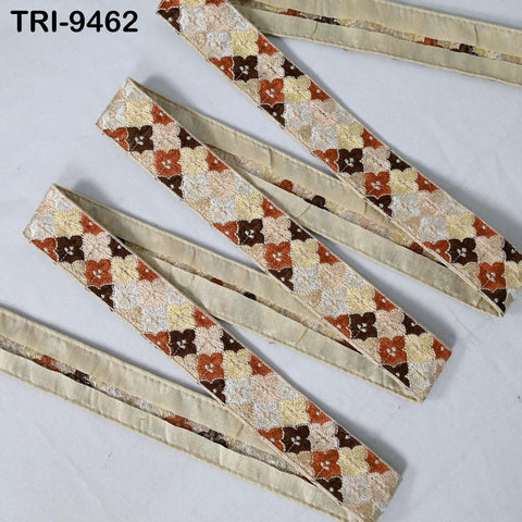 9 Yard Brown Embroidery Ribbons 4cm Trims Embroidered Border Sewing Medieval Theatrical Costumes Crafting Christmas Holidays Ornaments