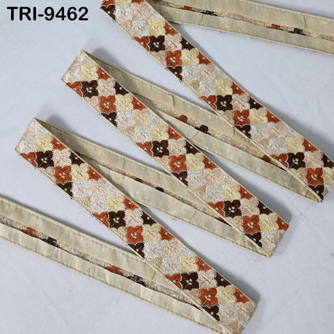 9 Yard Brown Embroidery Ribbons 4cm Trims Embroidered Border Sewing Medieval Theatrical Costumes Crafting Christmas Holidays Ornaments