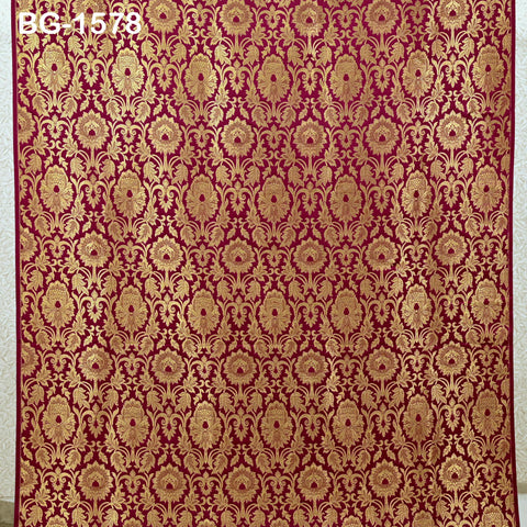 Maroon Brocade Fabric by the Yard Banarasi Indian Brocade Blended Silk Wedding Dress Crafting Sewing Cushion Cover Home Décor Costume fabric