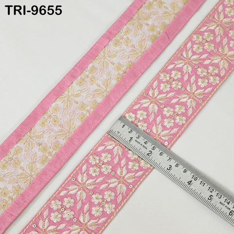 9 Yard Embroidery Ribbons 6cm Indian Sari Border Embroidered Crafting Sewing Tablecloth Lampshade making Home Decor Costumes Trimming Pink
