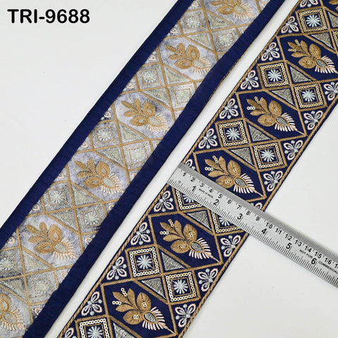 9 Yard Embroidered Fabric Trim Indian Embroidery Sari Border Crafting Saree Sewing Decorative Beach Bag Cushions Trimmings Ribbons Tape 9cm