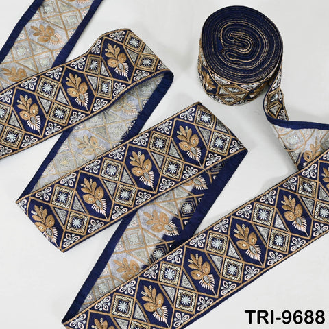 3 Yard Embroidered Fabric Trim Indian Embroidery Sari Border Crafting Saree Sewing Decorative Beach Bag Cushions Trimmings Ribbons Tape 9cm