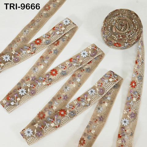 9 Yard Embroidery Ribbon Trim Indian Sewing Embellishment Embroidered Fabric Saree Trimmings Crafting Border Wedding Dress Cushion Cover 4cm