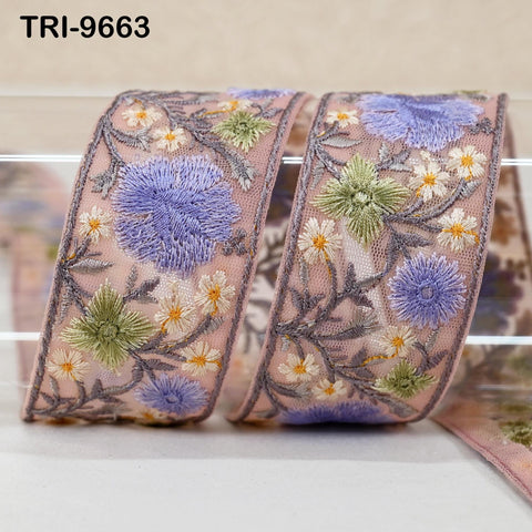 9 Yard Indian Embroidery Ribbon Sari Embellishments Embroidery 5cm Trims Saree Border Sewing DIY Crafting Trimmings Headbands Junk Journals