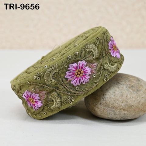 9 Yard Embroidery Ribbons Indian 5cm Trim DIY Crafting Hair Accessories Sari Border Wedding Sewing Dress Embroidered Embellishment Trimmings