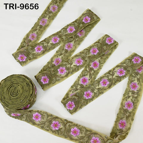 9 Yard Embroidery Ribbons Indian 5cm Trim DIY Crafting Hair Accessories Sari Border Wedding Sewing Dress Embroidered Embellishment Trimmings