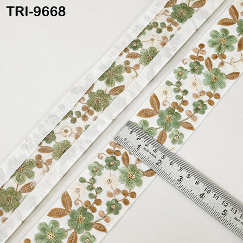 9 Yard Indian Embroidery Fabric Trim Embellishments DIY Crafting Sewing Saree Indian Sari Border Embroidered Ribbons Decorative Tapes 5cm