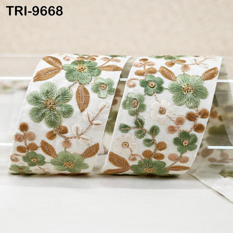 9 Yard Indian Embroidery Fabric Trim Embellishments DIY Crafting Sewing Saree Indian Sari Border Embroidered Ribbons Decorative Tapes 5cm