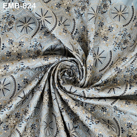 Embroidery Fabric by the yard Sewing Crafting Indian Embroidered Wedding Dress Costumes Victorian Handbags Marie Antoinette Junk Journals