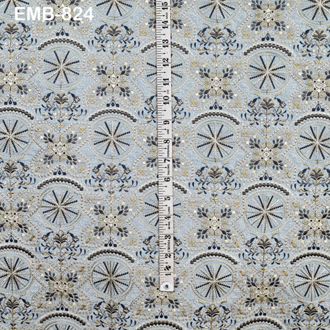 Embroidery Fabric by the yard Sewing Crafting Indian Embroidered Wedding Dress Costumes Victorian Handbags Marie Antoinette Junk Journals