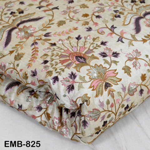 Embroidery Fabric by the yard Sewing Crafting Indian Embroidered Wedding Dress Costumes Victorian Handbags Marie Antoinette Junk Journals