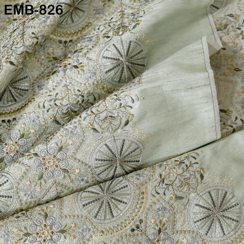 Mint Green Embroidery Fabric by yard Sewing Crafting Indian Embroidered Wedding Costumes Victorian Handbags Marie Antoinette Junk Journals