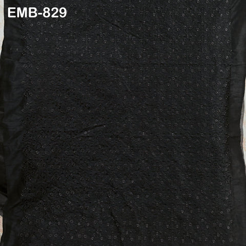 Black Embroidered Fabric by the yard Sewing DIY Crafting Indian Embroidery Wedding Dresses Historical Costumes Waistcoats Longline Jackets