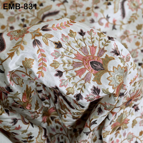 Indian Embroidery Fabric by the yard Sewing Crafting Embroidered Wedding Dress Costumes Victorian Handbags Marie Antoinette Junk Journals