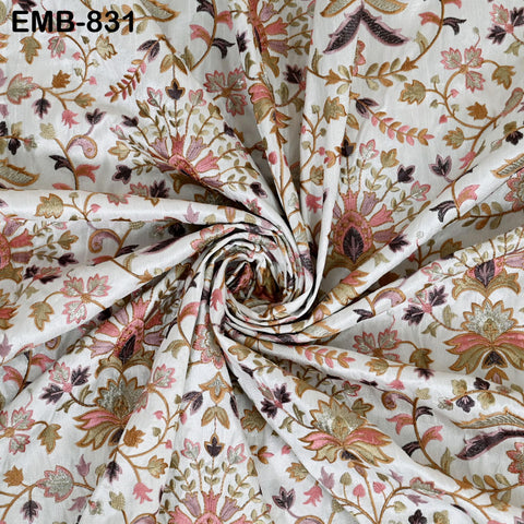 Indian Embroidery Fabric by the yard Sewing Crafting Embroidered Wedding Dress Costumes Victorian Handbags Marie Antoinette Junk Journals