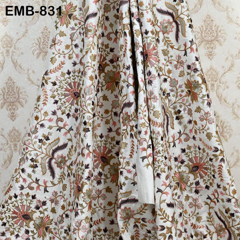 Indian Embroidery Fabric by the yard Sewing Crafting Embroidered Wedding Dress Costumes Victorian Handbags Marie Antoinette Junk Journals