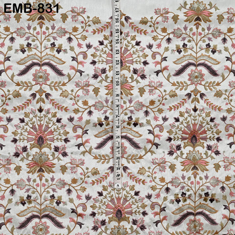 Indian Embroidery Fabric by the yard Sewing Crafting Embroidered Wedding Dress Costumes Victorian Handbags Marie Antoinette Junk Journals