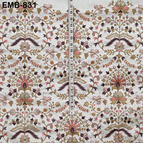 Indian Embroidery Fabric by the yard Sewing Crafting Embroidered Wedding Dress Costumes Victorian Handbags Marie Antoinette Junk Journals