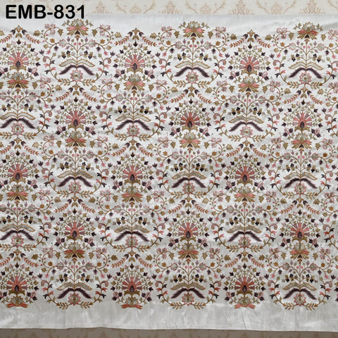 Indian Embroidery Fabric by the yard Sewing Crafting Embroidered Wedding Dress Costumes Victorian Handbags Marie Antoinette Junk Journals