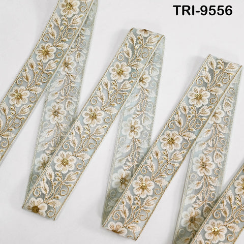 9 Yard Indian Embroidery Trim Embroidered Saree Ribbon Sari Embellishments Cushions Sewing Crafting Trimmings Curtains Headbands Border 45mm