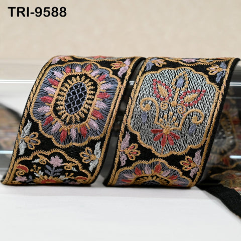 9 Yard Indian Ribbon Embellishment Embroidery Fabric 5cm Trim Embroidered Dog Collars Crafting Costumes Wedding Dress Beach Bag, Shoe making