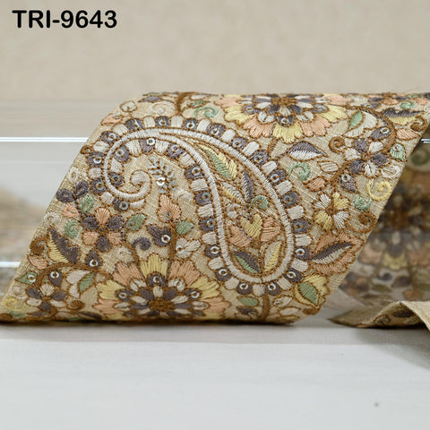 9 Yard Embroidery Ribbon Trim 10cm Saree Border DIY Crafting Sewing Throw Pillow Home Decor Embellishments Theatrical Costumes Junk Journals