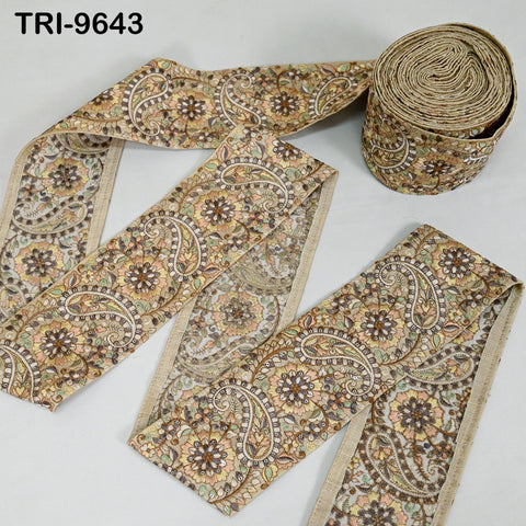 9 Yard Embroidery Ribbon Trim 10cm Saree Border DIY Crafting Sewing Throw Pillow Home Decor Embellishments Theatrical Costumes Junk Journals