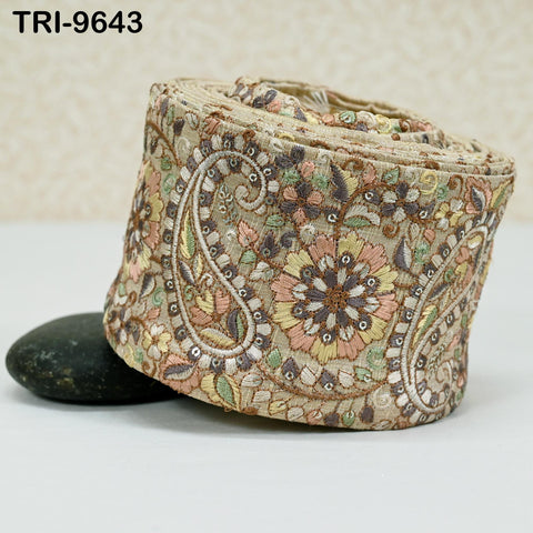 9 Yard Embroidery Ribbon Trim 10cm Saree Border DIY Crafting Sewing Throw Pillow Home Decor Embellishments Theatrical Costumes Junk Journals