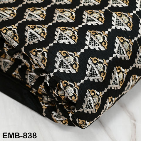 Indian Black Wedding Dresses Material Embroidered Fabric by the yard Sewing DIY Crafting Embroidery Costumes Cushion Covers Table Runners